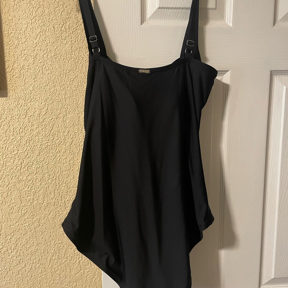 New Calvin Klein Black Ribbed One-Piece Swimsuit reg price $80 sz 18 - Picture 5 of 8